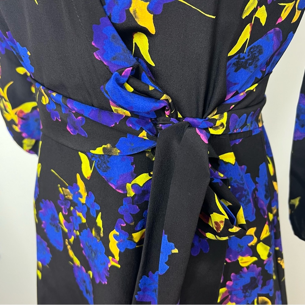 Yumi Kim 100% Silk Floral V-Neck Midi Wrap Dress Women’s Size Small - Picture 6 of 14